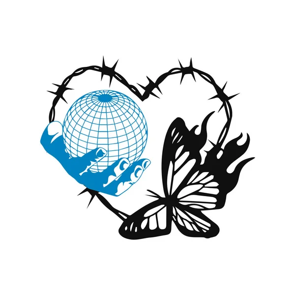 Vector Illustration Butterfly Globe — Image vectorielle