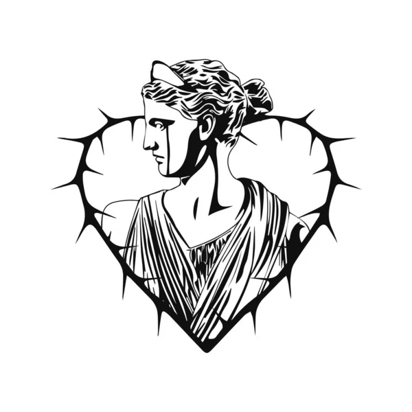 Vector Illustration Greek Woman Barbed Wire — 图库矢量图片