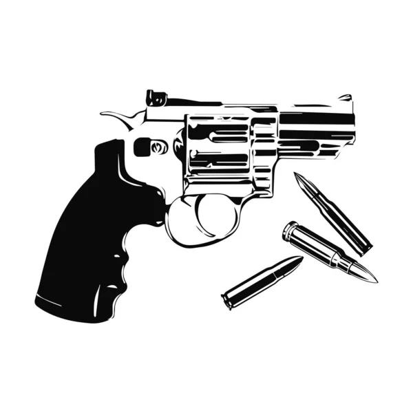 Vector Handgun Two Bullets — Vector de stock