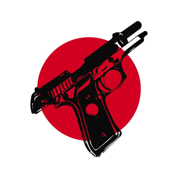 Andgun Vector Red Circle — Vetor de Stock