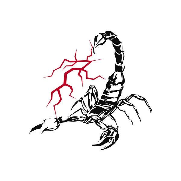 Vector Scorpion Red Lightning — Stock Vector