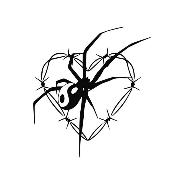 Spider Silhouette Vector Barbed Wire — Stok Vektör