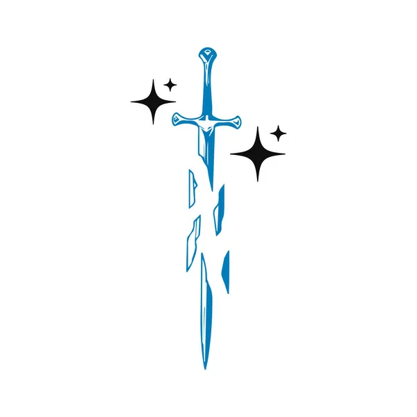 cracked and broken sword vector illustration