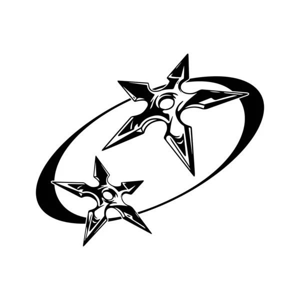 Vector Illustration Two Shuriken Silhouettes — Image vectorielle