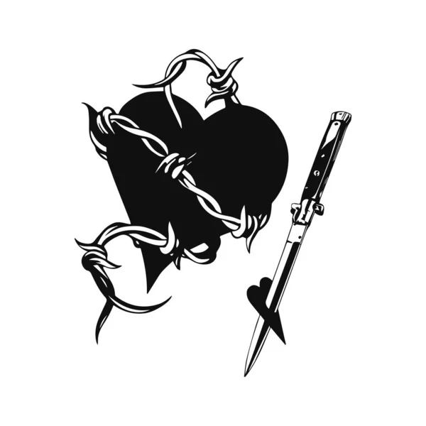 barbed wire vector with knife