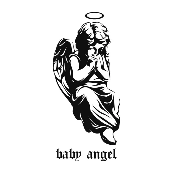 Vector Illustration Winged Angel Child — 图库矢量图片