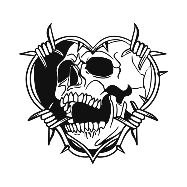 Dikenli telli bir kafatasının vektör çizimi