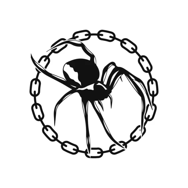 Vektorillustration Der Spinne Mit Ketten — Stockvektor
