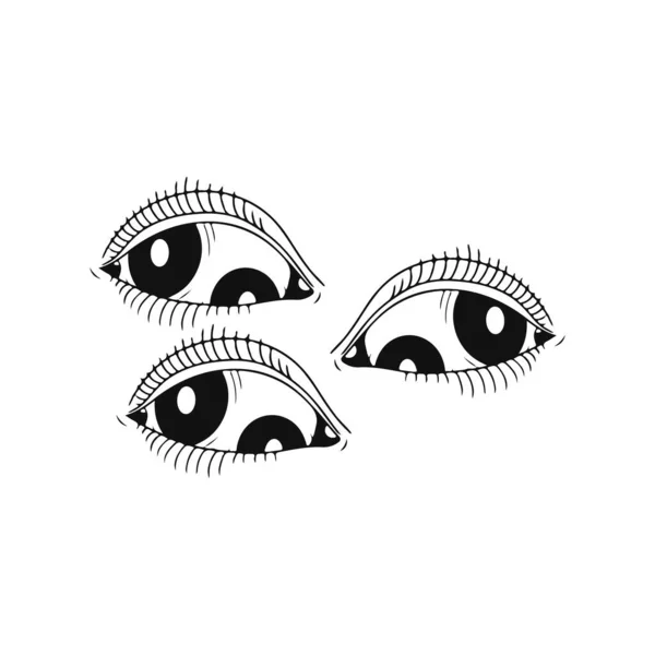 Vector Illustration Three Eyes Concept — Stock Vector