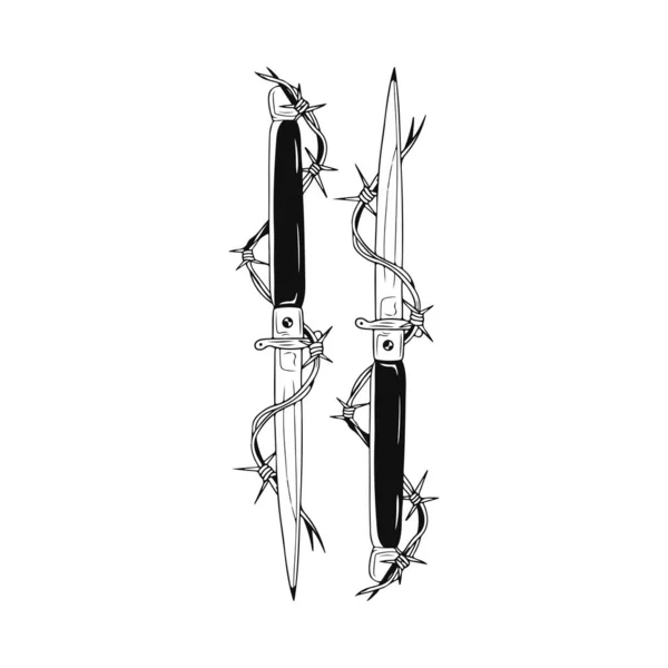 Vector Knife Barbed Wire — Stockvektor