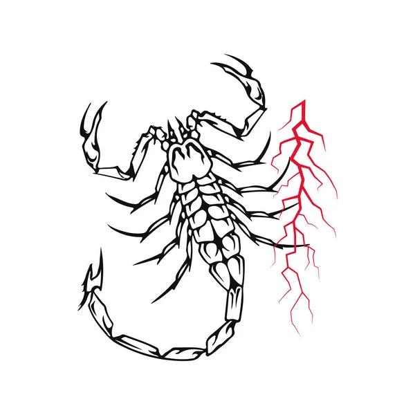 Vector Scorpion Red Lightning — Stock Vector