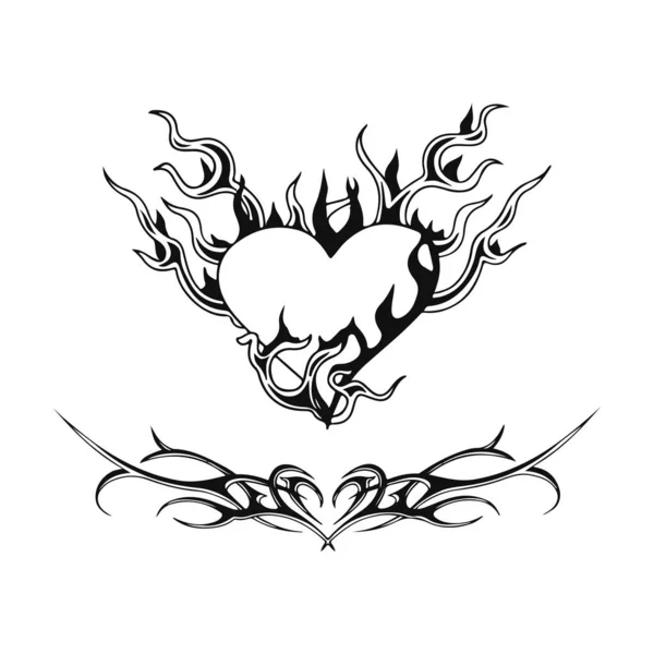 Tattoo Themed Heart Symbol Vector — Stockový vektor