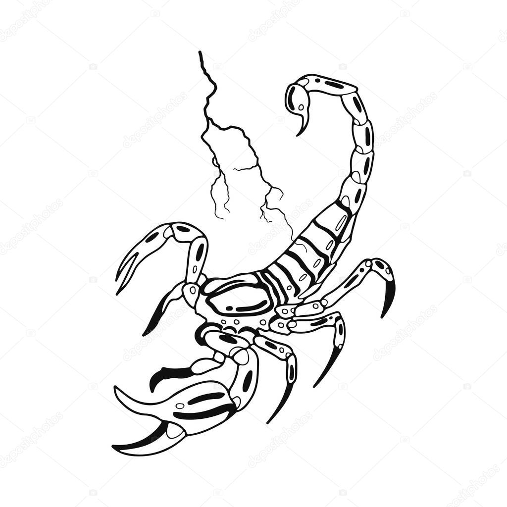 vector illustration of a scorpion with lightning