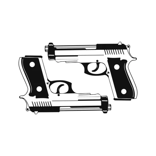 Vector Illustration Two Hand Guns — Stockový vektor