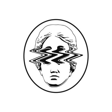 female head vector illustration with round concept