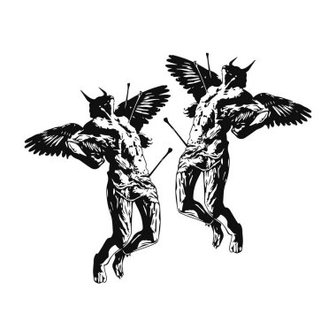 vector illustration of two winged angels