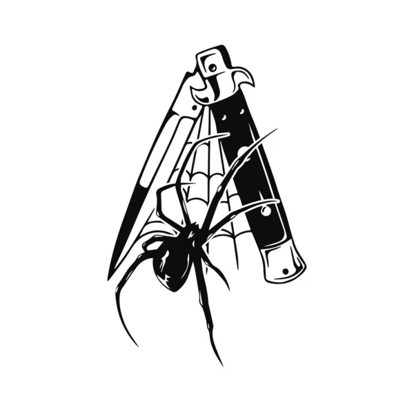 Vector Illustration Spider Knife — Vetor de Stock