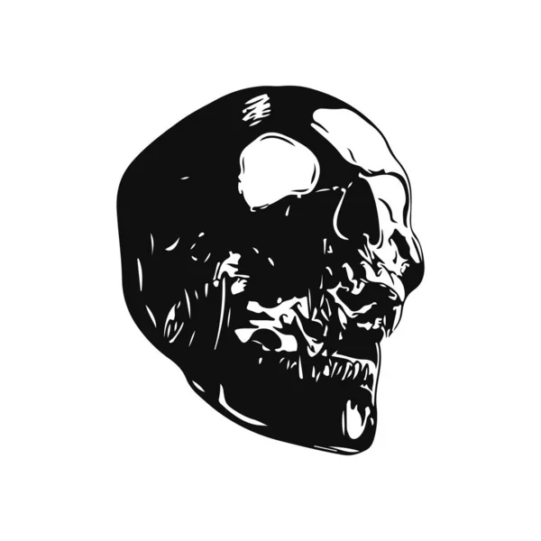 Spooky Skull Silhouette Illustration Vector — Vetor de Stock