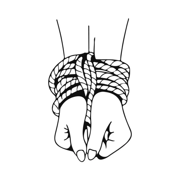 Vector Illustration Hand Rope — Vector de stock