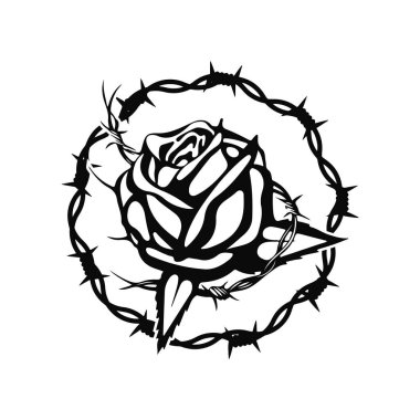 vector illustration of a rose with barbed wire