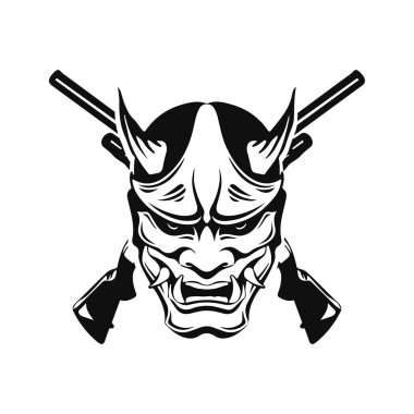 vector illustration of a samurai with a firearm