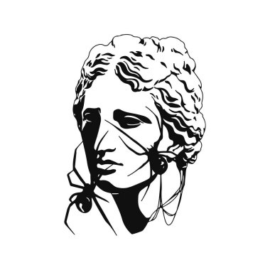 Örümcekli Yunan heykeli vektörü