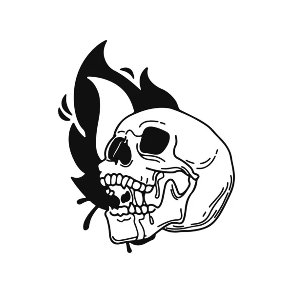Vector Illustration Skull Fire — Stock Vector