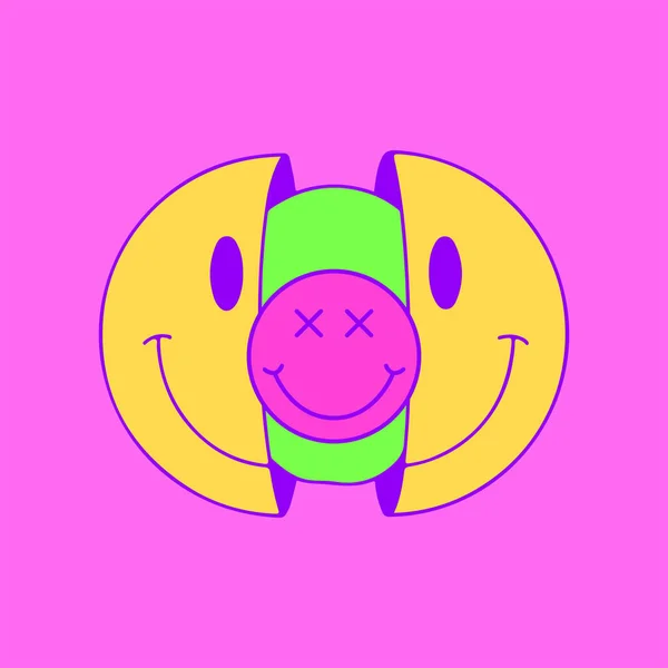 Rund Smiley Ansikte Illustration Vektor — Stock vektor