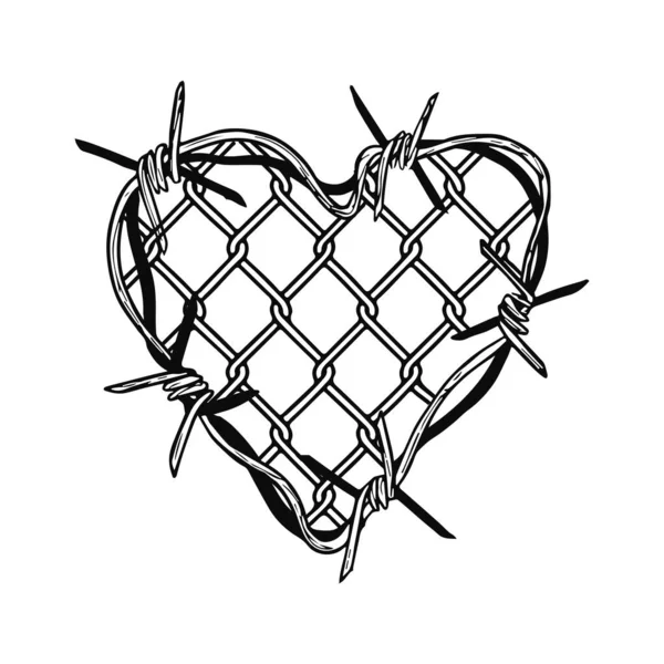 Forme Coeur Fil Barbelé Illustration Vecteur — Image vectorielle
