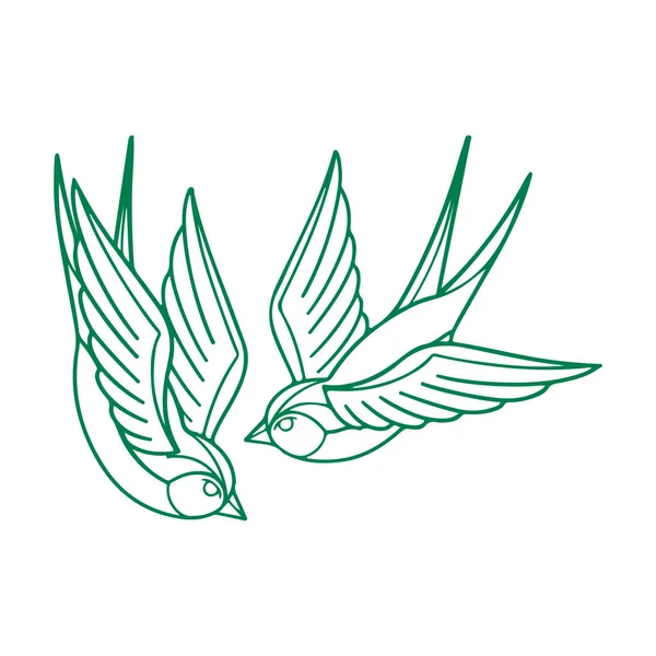 Illustration Vectorielle Deux Oiseaux — Image vectorielle