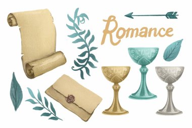Romantizm temalı dijital çizimler, Sevgililer Günü.