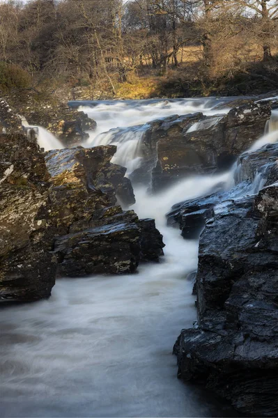 Vodopády Kaskády Řeky Orchy Glen Orchy Skotsko — Stock fotografie