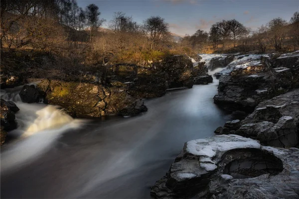 Vodopády Kaskády Řeky Orchy Glen Orchy Skotsko — Stock fotografie