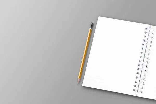 Білий Блокнот Олівець Розміщені Поверхні Білого Паперу Концепція Ноутбука — стокове фото