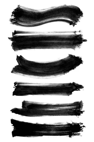 Zwarte Borstel Geïsoleerd Witte Achtergrond Zwarte Aquarel — Stockfoto