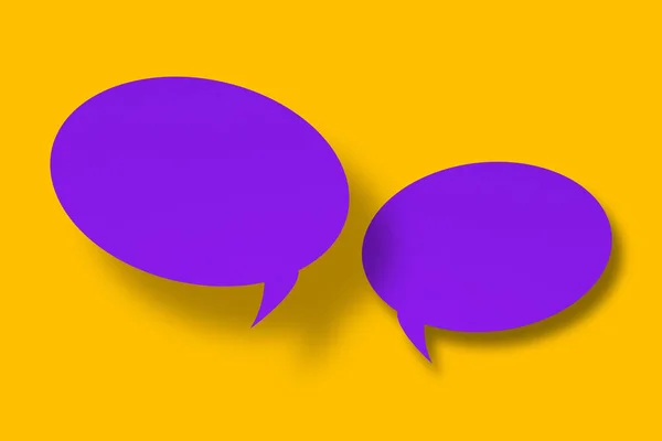 Purple Paper Cut Speech Balloon Shape Yellow Background Design — Stock Photo, Image