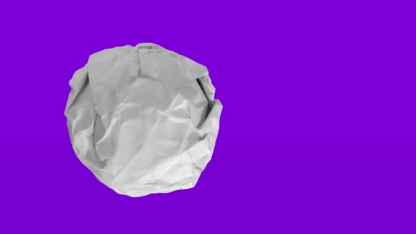 Crumple White Paper Ball Rolling Right Left Stop Motion — Stockvideo