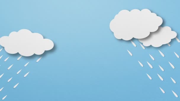 Papieren Wolken Komen Samen Regen Wolken Vervagen Lucht Regen Stop — Stockvideo
