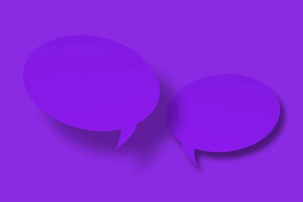 Purple Paper Shape Speech Bubbles Purple Background Communication Bubbles Design — Stockfoto