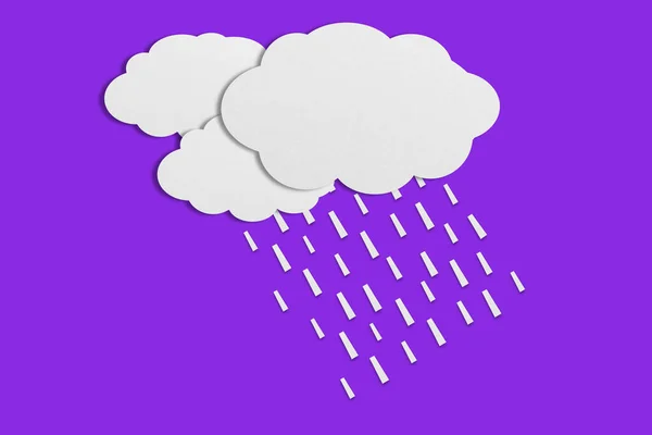 雲と雨の紙白い紙カットペースト紙紫色の背景にスピーチバルーン デザイン — ストック写真