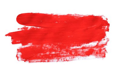 Kırmızı fırça beyaz arkaplanda izole edilmiş. Kırmızı suluboya.