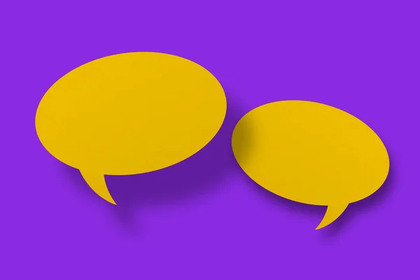 Speech Balloon Shaped Yellow Paper Purple Background Design — Stockfoto