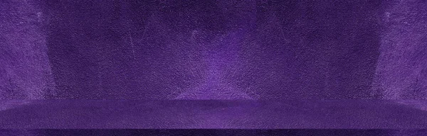 Purple room background wide horizontal decorative cement wall with abstract wallpaper background. Design.