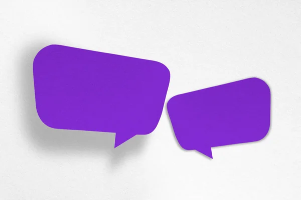 Purple Paper Cut Speech Balloon Shape Isolated White Background Design — Foto Stock