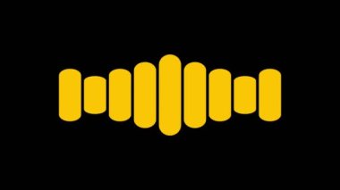 Spectrum Yellow musical sound wave set on a black background.
