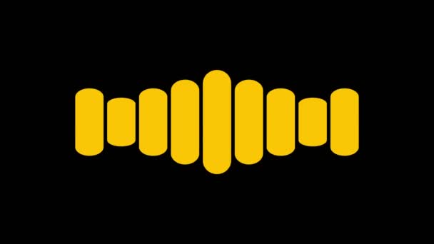 Spectrum Yellow Musical Sound Wave Set Black Background — Vídeo de Stock