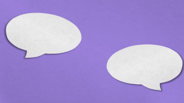 Conversation Paper Speech Bubbles Set Purple Background — Αρχείο Βίντεο