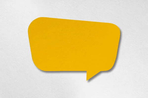 Speech Balloon Shaped Yellow Paper Isolated White Background Communication Bubbles — Stok Foto