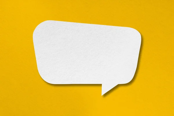 Speech Balloon Shape White Paper Isolated Yellow Background Communication Bubbles — Stockfoto