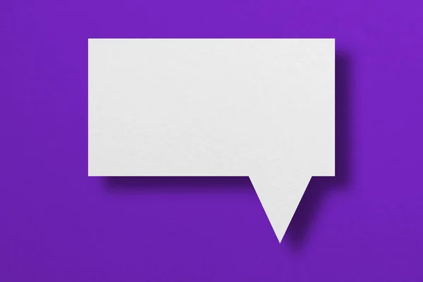 White Paper Speech Bubbles Isolated Purple Background Communication Bubbles Design — Stok Foto
